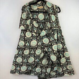 Passementrie Floral Open Front Cotton Sleeveless Cardigan Size XL Lagenloook Art